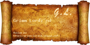 Grimm Loránd névjegykártya